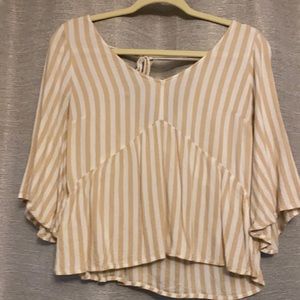 Stripe bell sleeve blouse